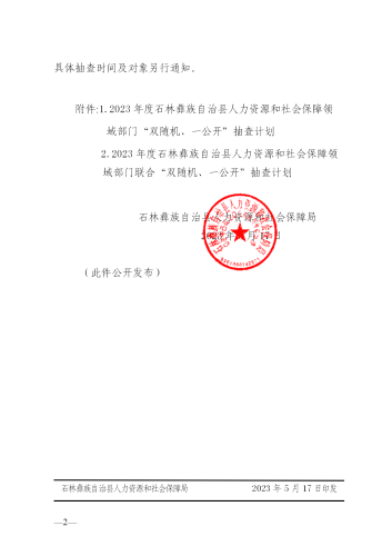 石人社通〔2023〕？ 号 关于印发2023年度石林彝族自治县人力资源和社会保障领域“双随机、一公开”抽查计划的通知_02_看图王