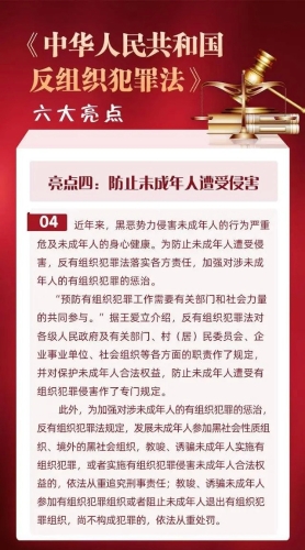 《中华人民共和国反有组织犯罪法》亮点（四）：防止未来成年人遭受侵害